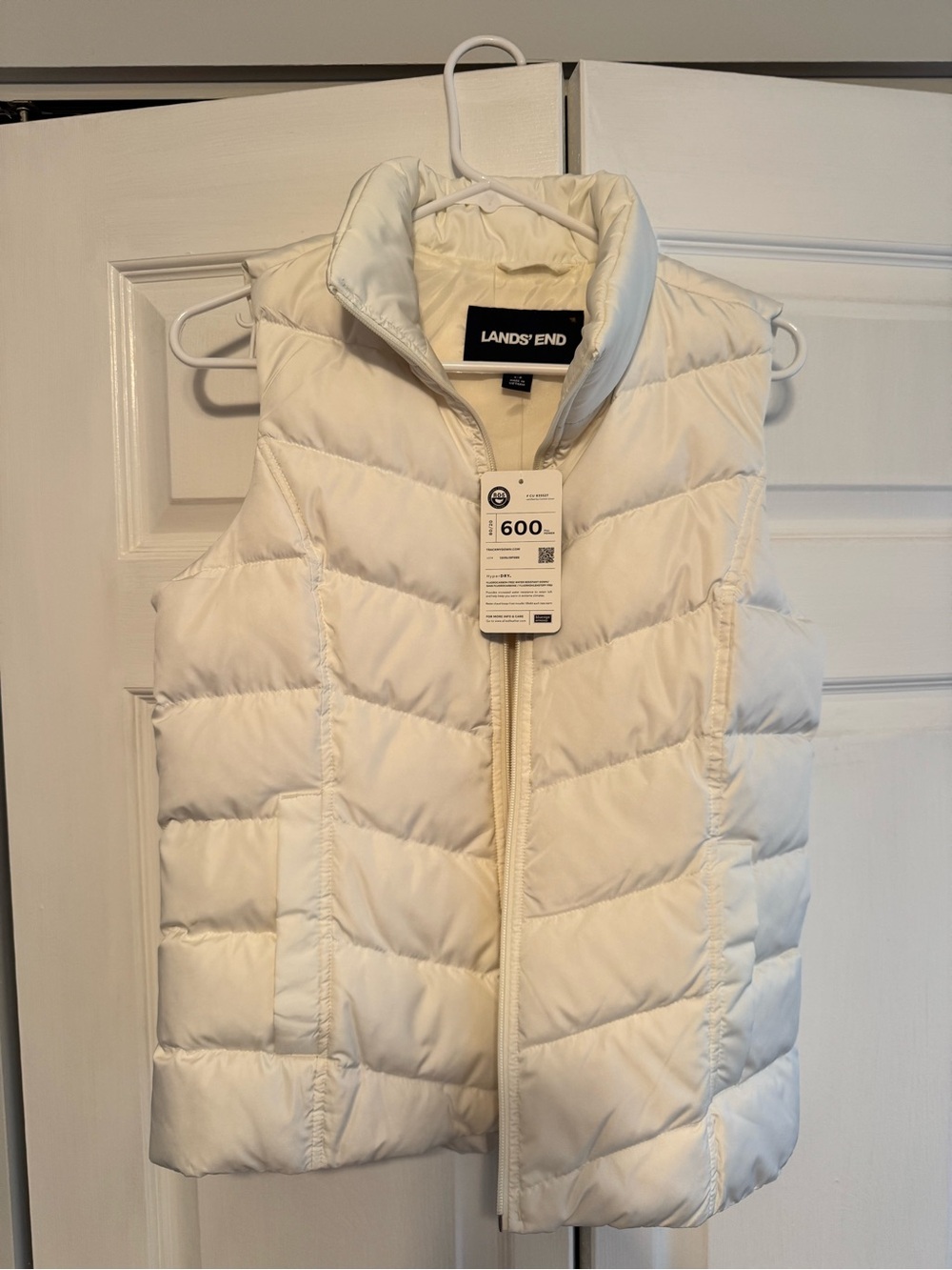 Lands' End Off-White Quilted Down Puffer Vest
